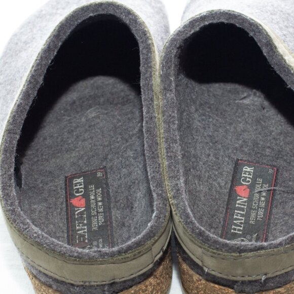 Haflinger Clogs Gray Felted Wool Grizzly Slippers Mules Slip On EU 39 US 8 Boho - Picture 4 of 10